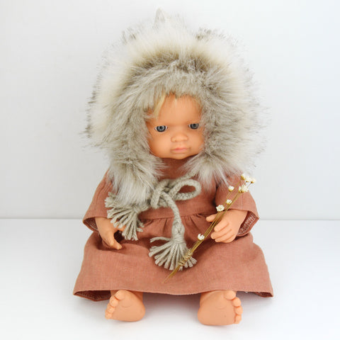 Pixie Hood - Natural Oaten with Sable Fur