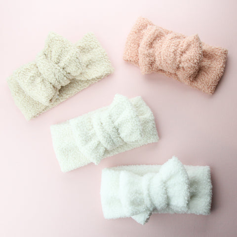 Luxe Teddy Fabric Oversized BowKnot Headband - Blush Pink