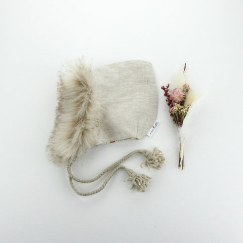 Pixie Hood - Natural Oaten with Sable Fur