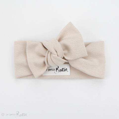 Spring 19 Organic Cotton Ribbed Bow Knot Headband -Sand