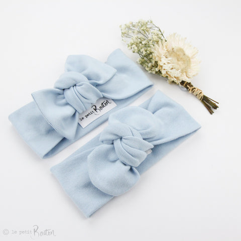 Spring 19 Organic Cotton Ribbed Top Knot Headband -Sky