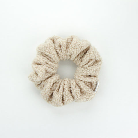 Luxe Teddy Fabric Statement Scrunchie - Beige