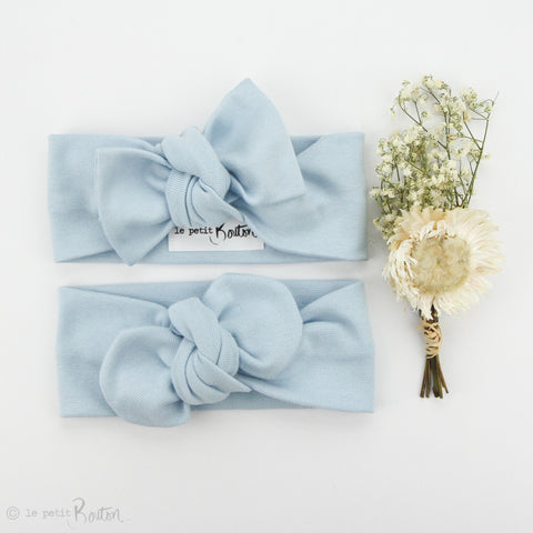 Spring 19 Organic Cotton Ribbed Bow Knot Headband -Sky