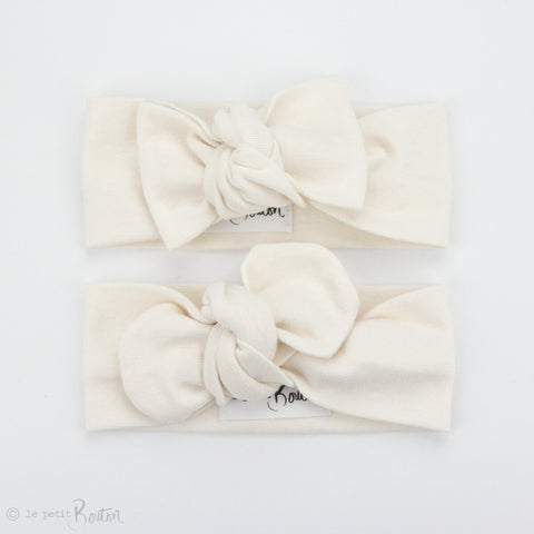 Spring 19 Organic Cotton Ribbed Top Knot Headband - French Creme