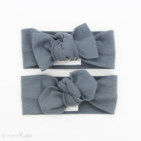 Spring 19 Organic Cotton Ribbed Top Knot Headband -Steel