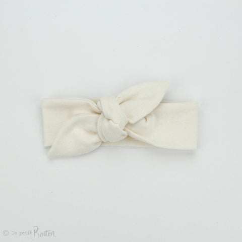 Newborn Organic Cotton Ribbed Top Knot Headband - French Creme