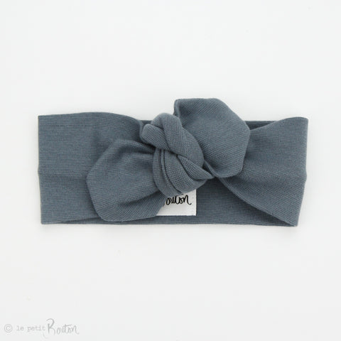 Spring 19 Organic Cotton Ribbed Top Knot Headband -Steel