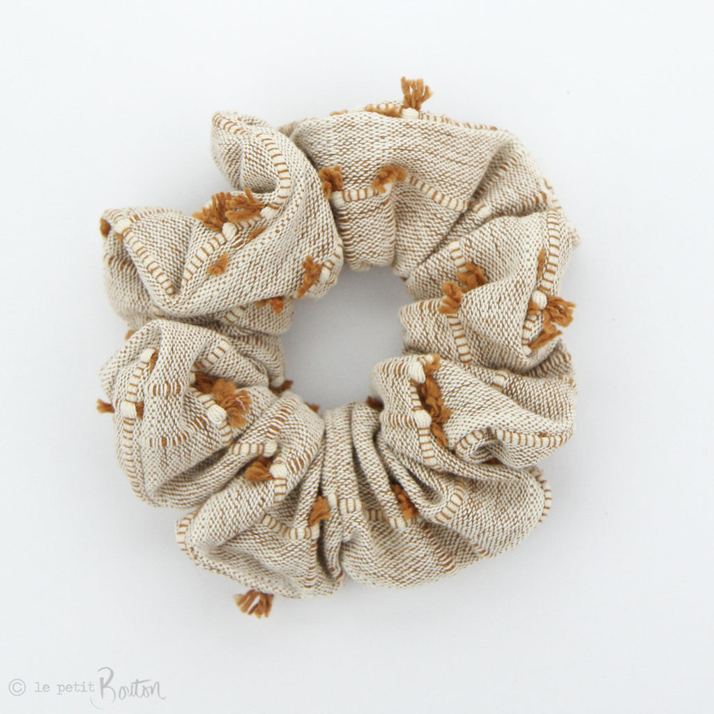 Luxe Statement Scrunchie - Gingerbead - textured tassels